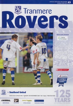 Tranmere Rovers v Southend United Match Programme 2009-11-24